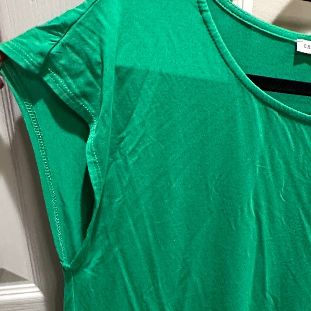 Green Envelope Vibrant Green Short Sleeve Top Flowy Blouse - Picture 3 of 5